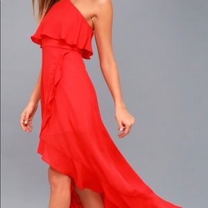 Red High Low Midi Dress